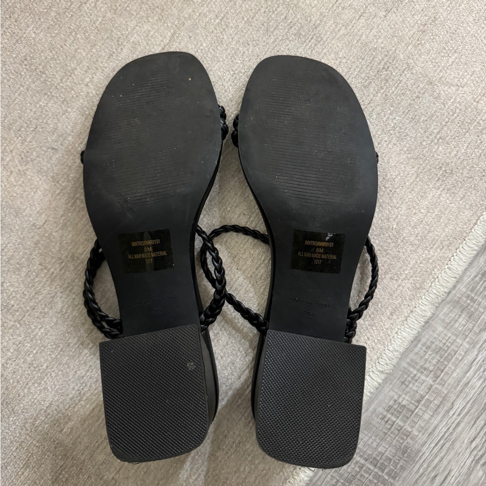 Steve Madden Black Braided Strappy Block Heel Sandals - Picture 5 of 6